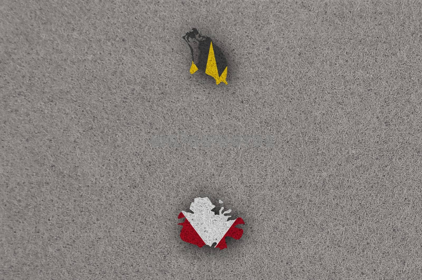 Map and flag of Antigua and Barbuda on felt