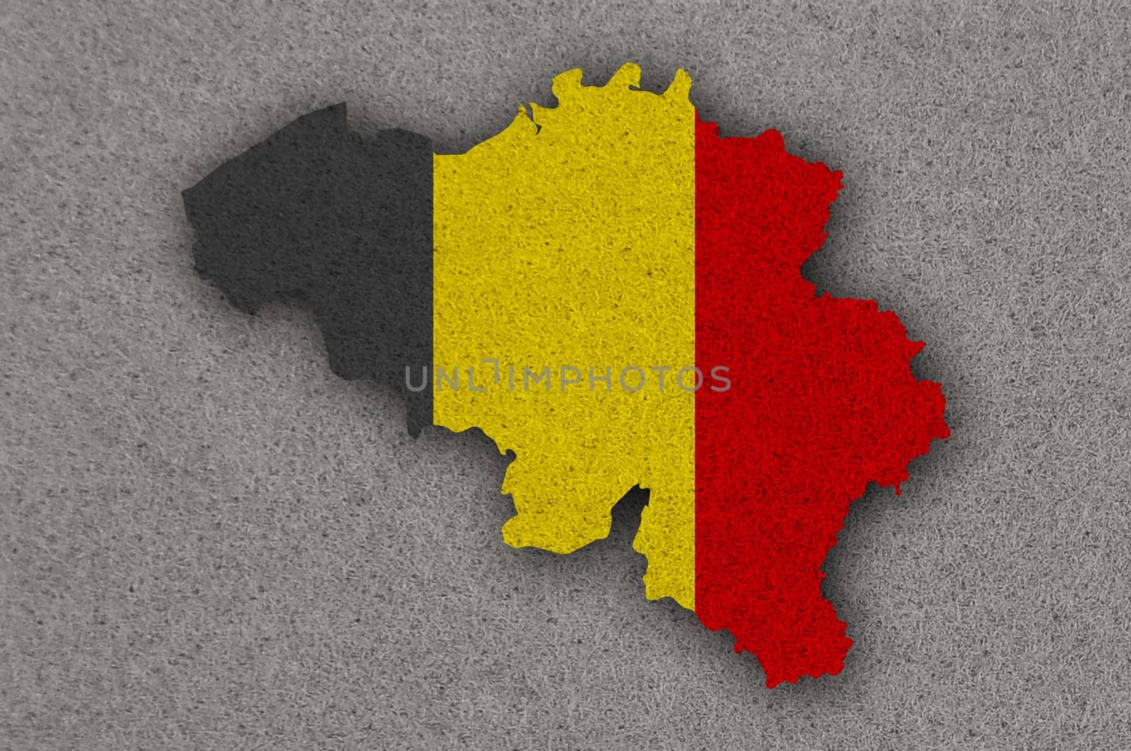 Map and flag of Belgium on felt
