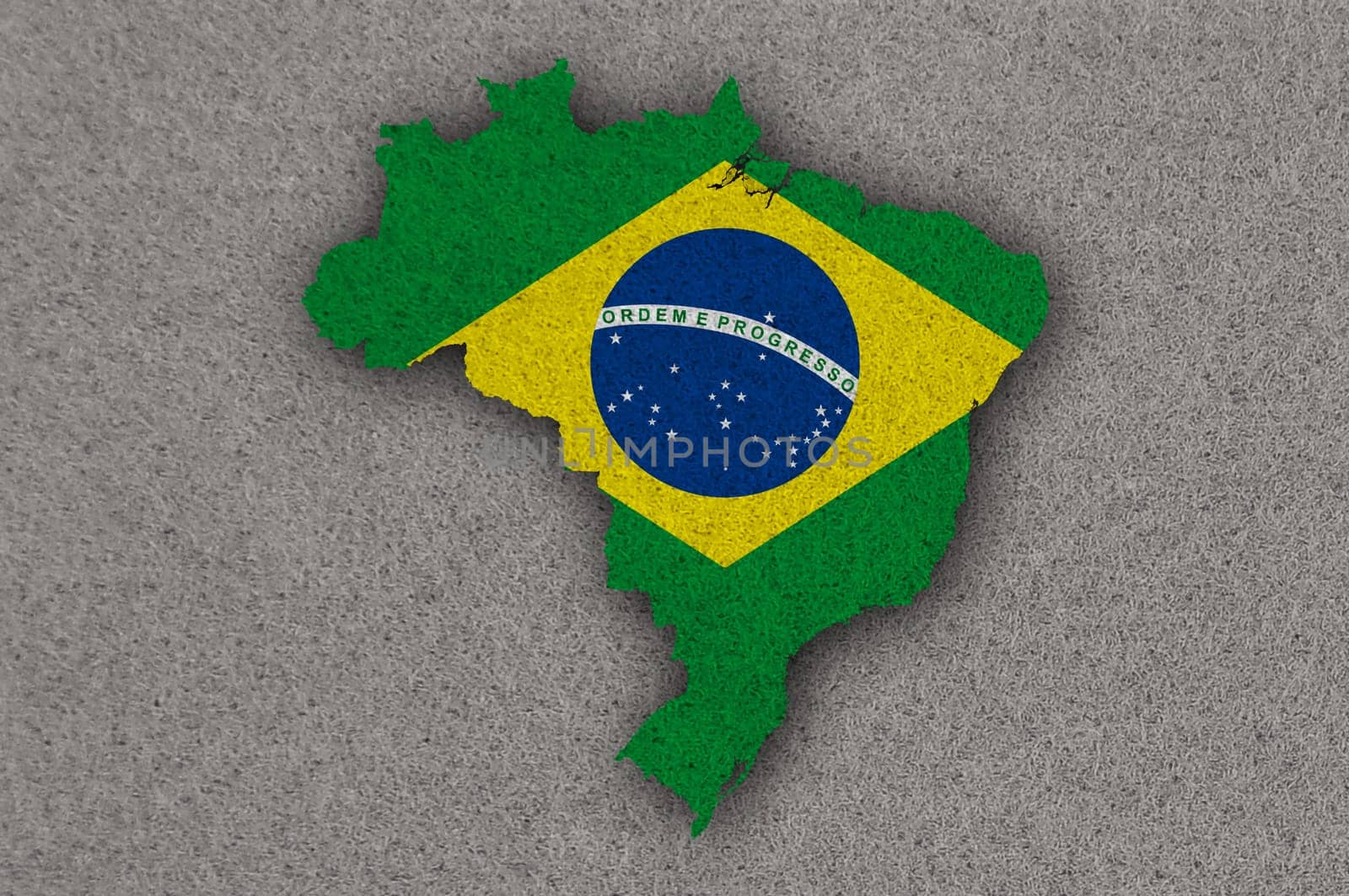 Map and flag of Brazil on felt