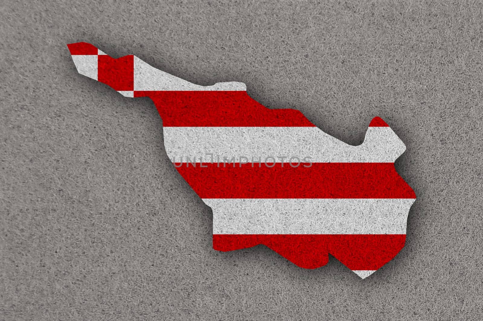 Map and flag of Bremen on felt