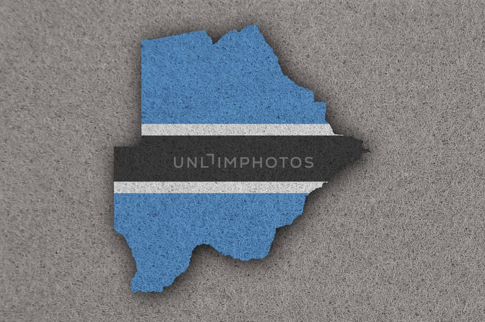 Map and flag of Botswana on felt