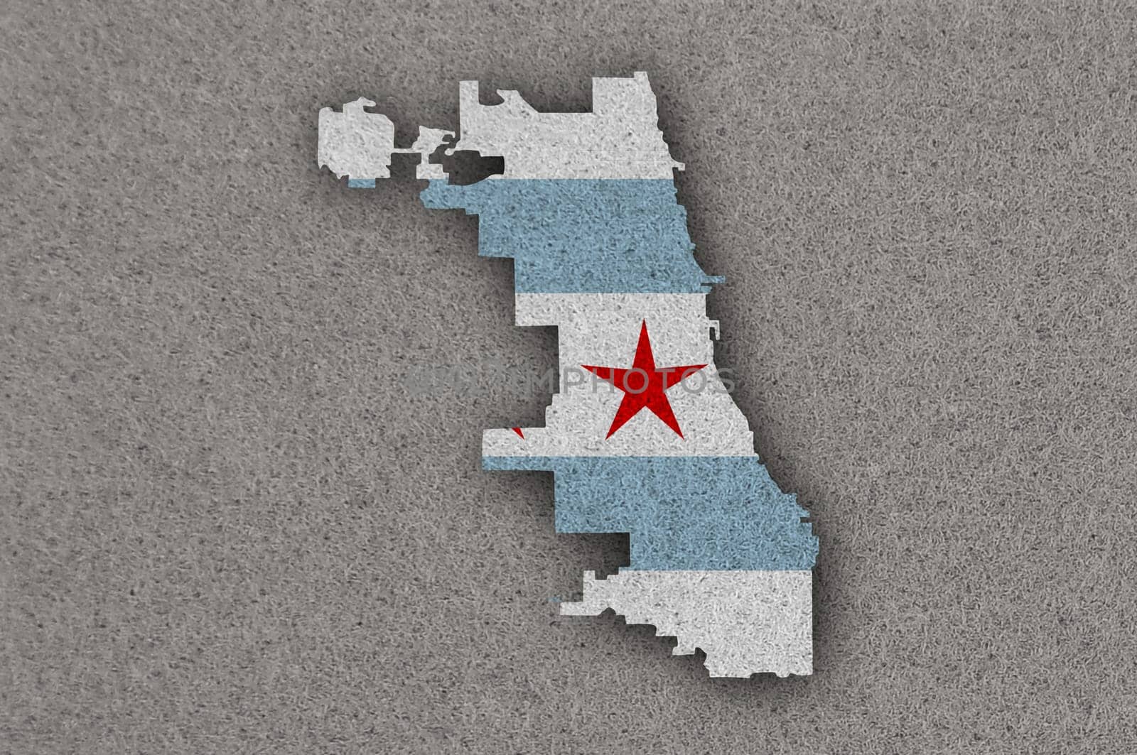 Map and flag of Chicago on felt