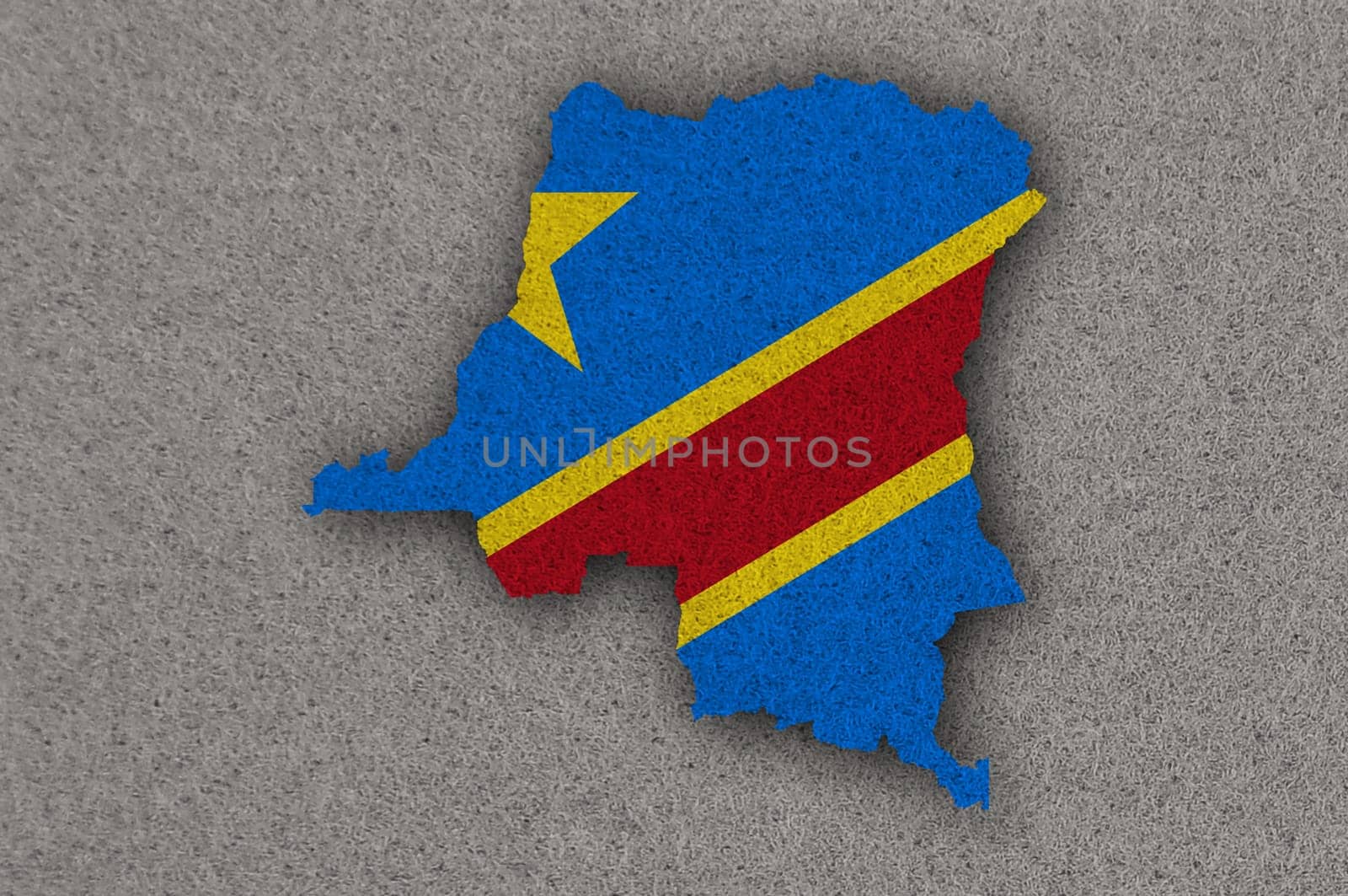Map and flag of Democratic Republic of the Congo on felt