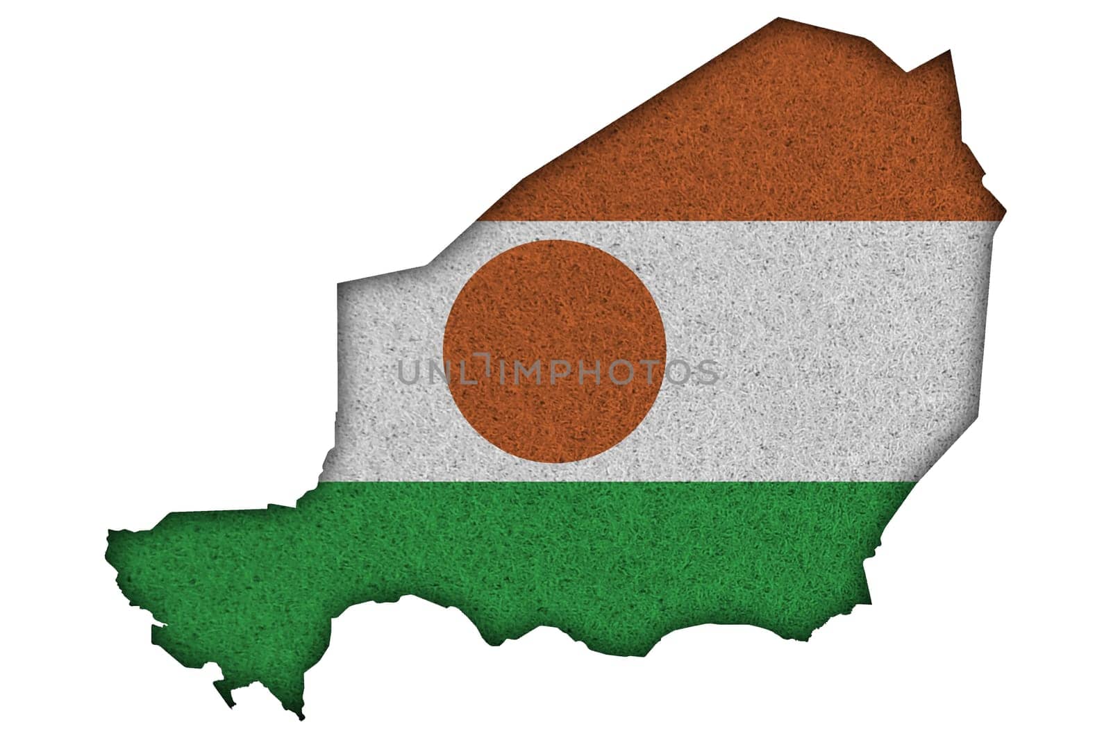 Map and flag of Niger on felt