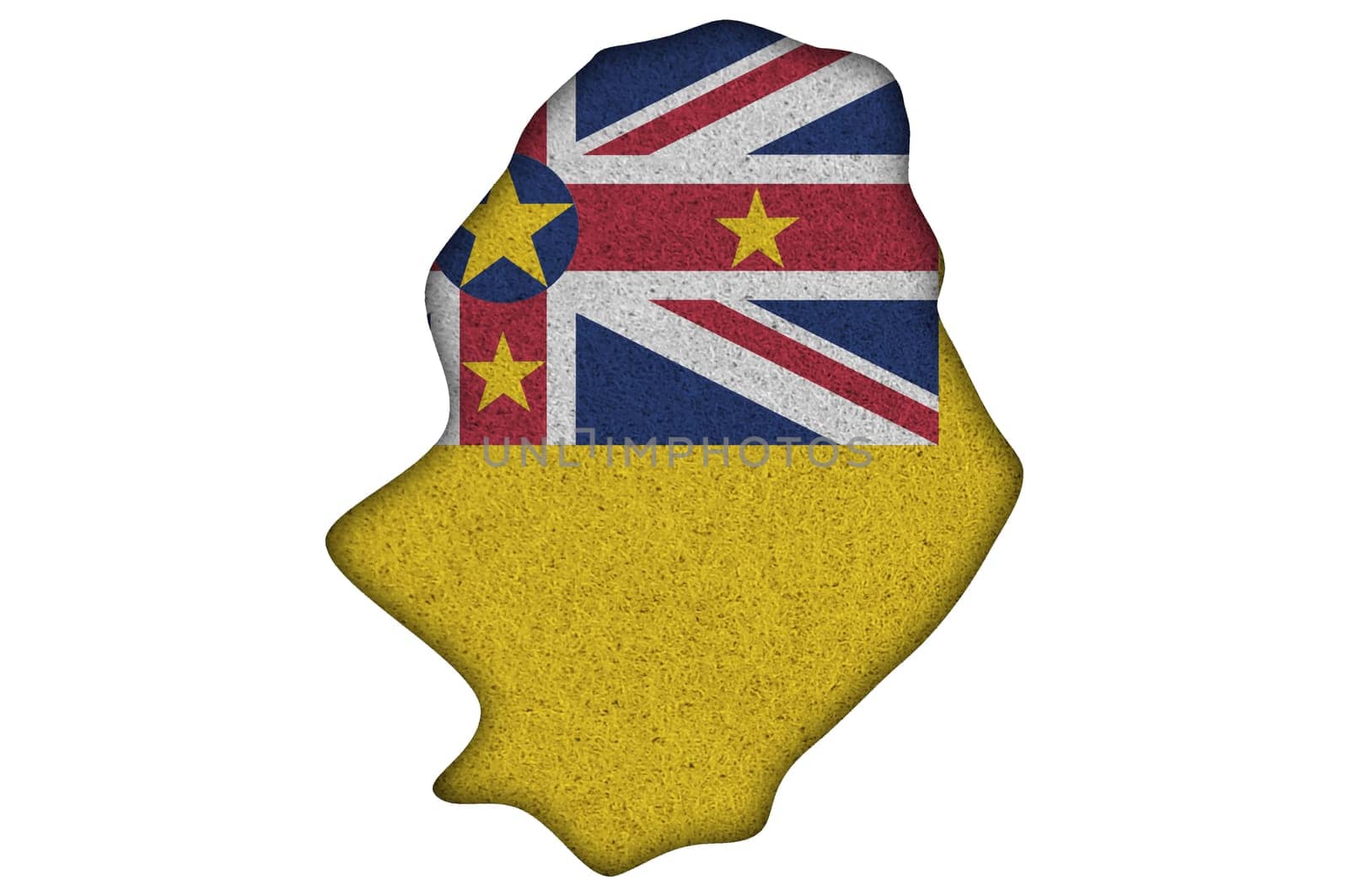 Map and flag of Niue on felt