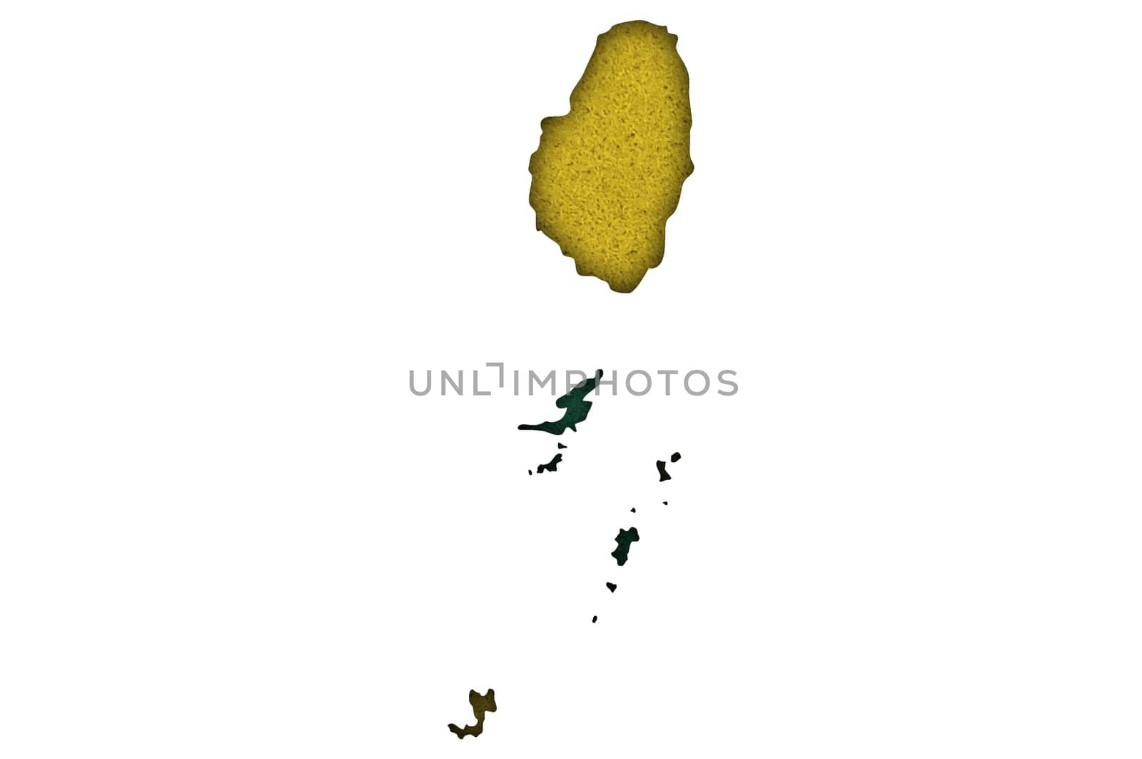 Map and flag of Saint Vincent and the Grenadines on felt