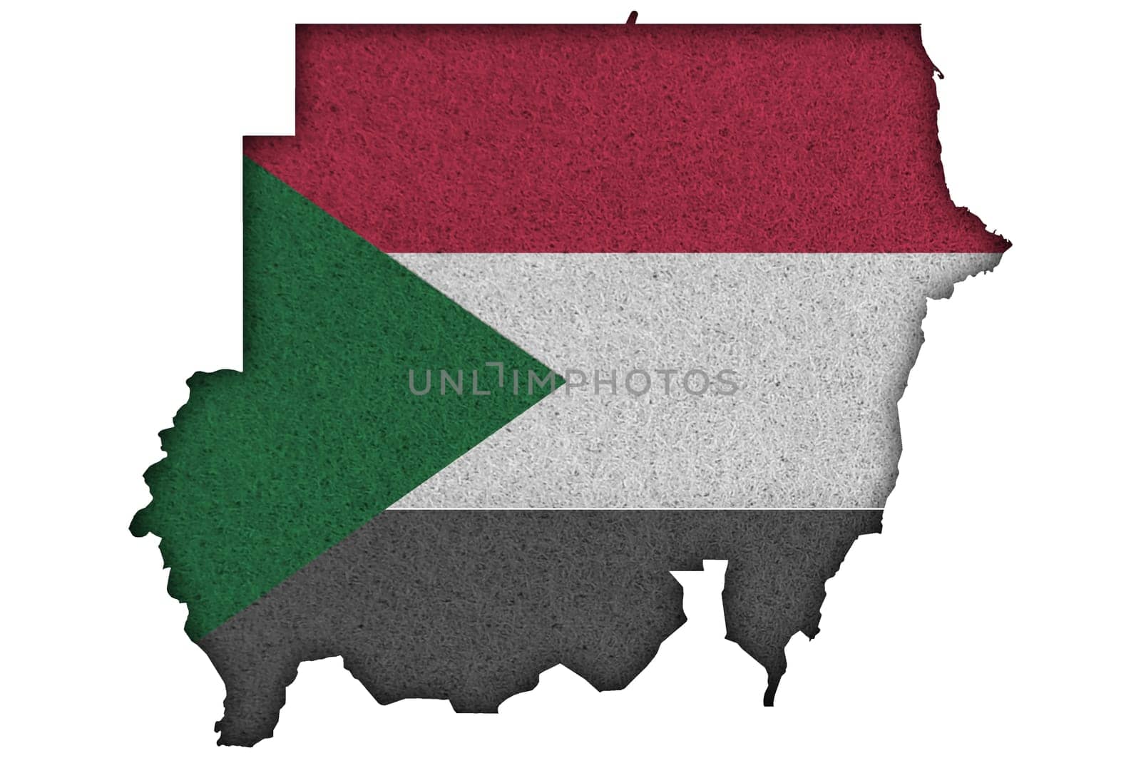 Map and flag of Sudan on felt