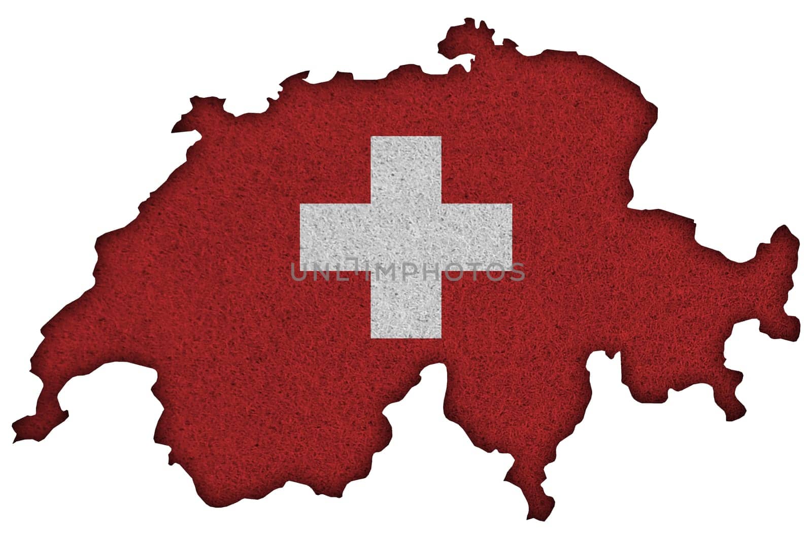 Map and flag of Switzerland on felt