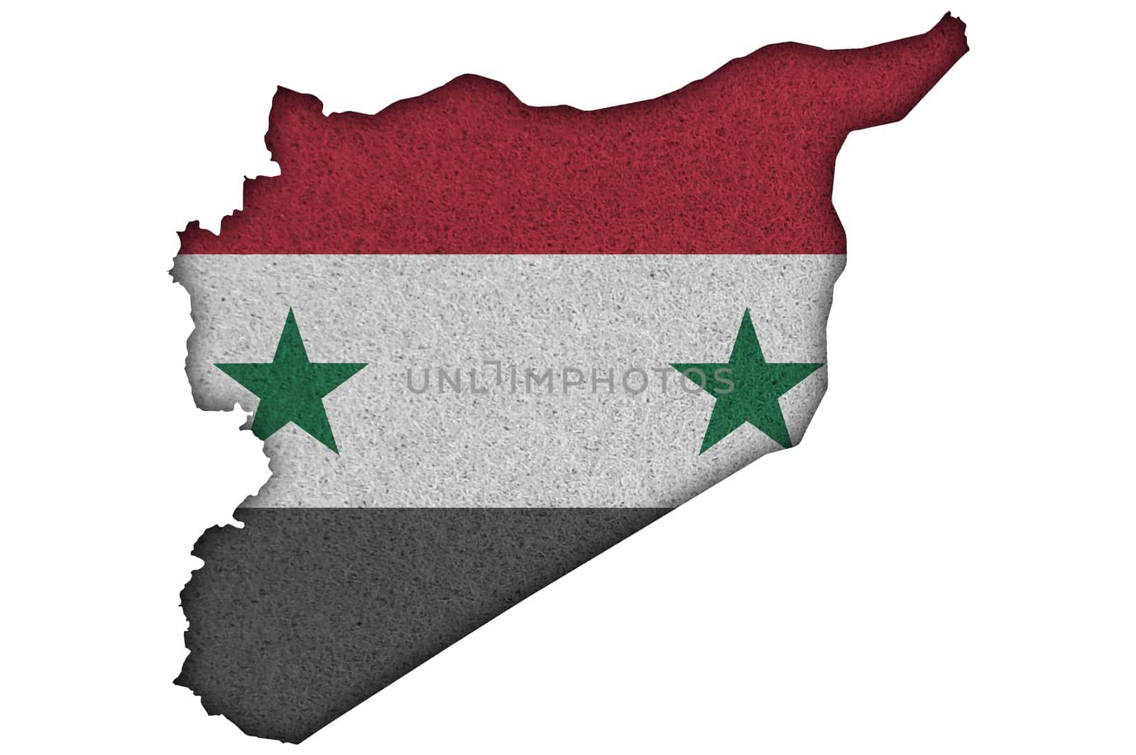 Map and flag of Syria on felt