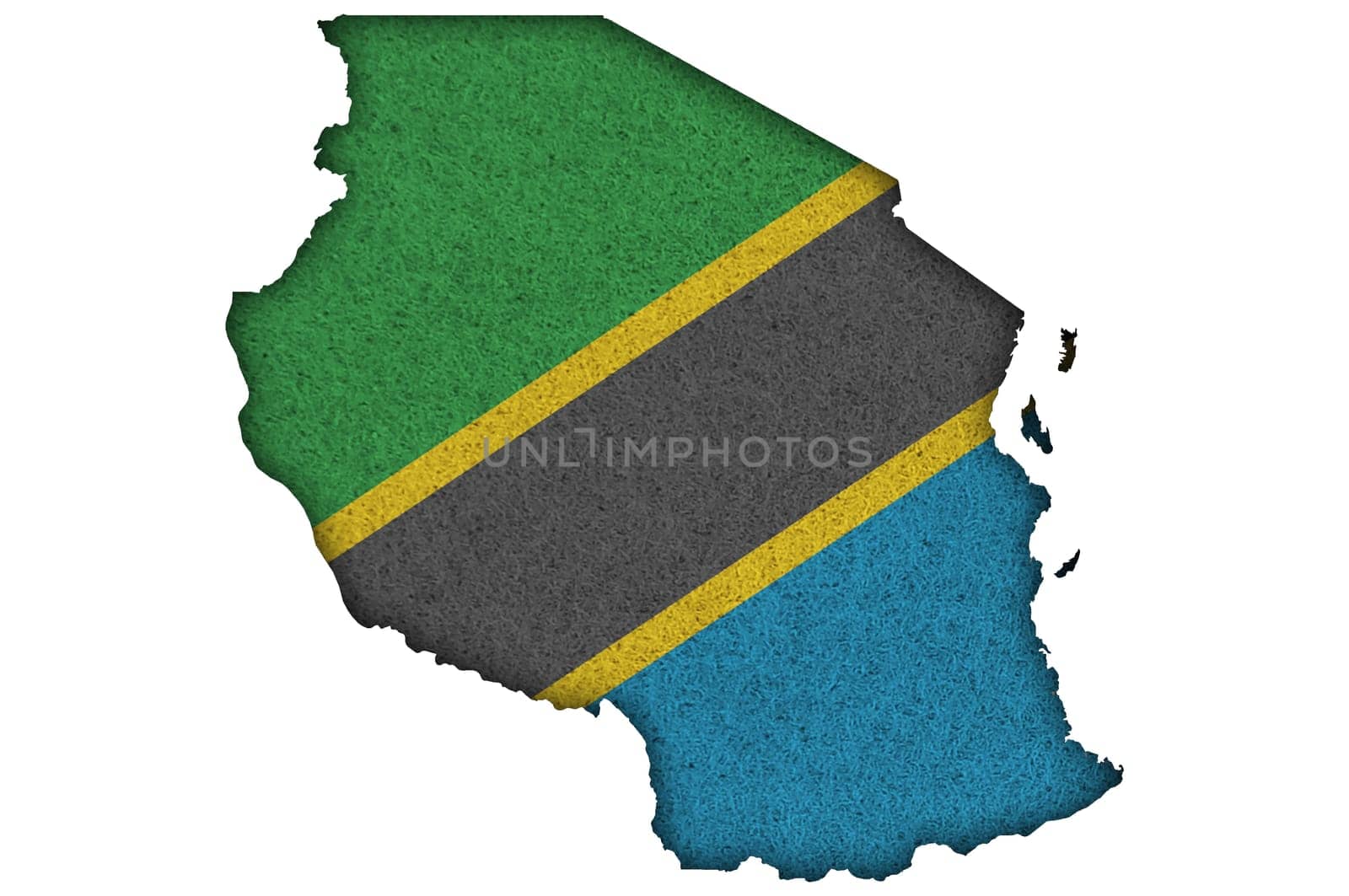Map and flag of Tanzania on felt