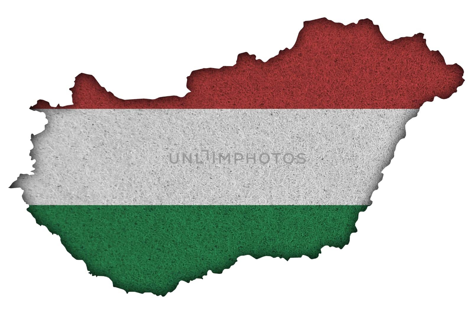 Map and flag of Hungary on felt