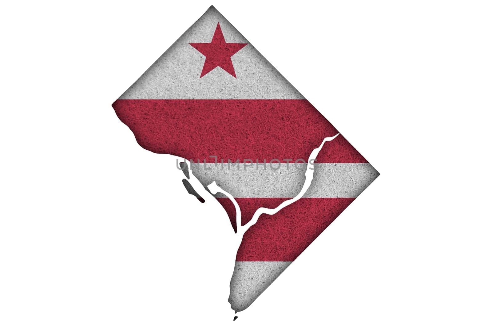 Map and flag of Washington DC. on felt