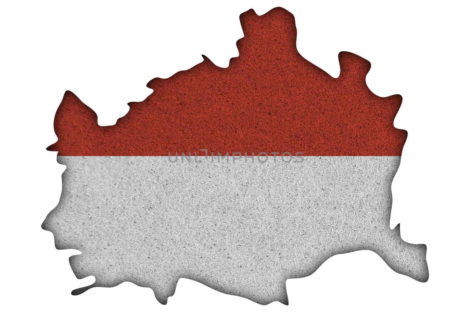 Map and flag of Vienna on felt