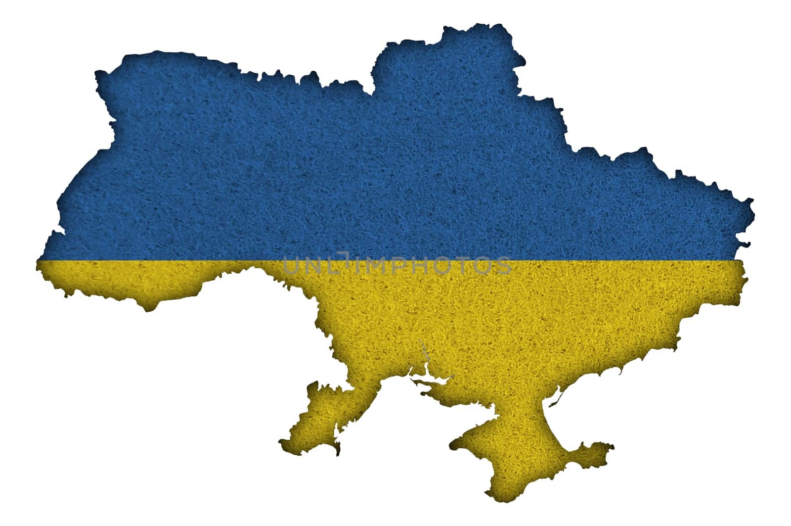Map and flag of Ukraine on felt