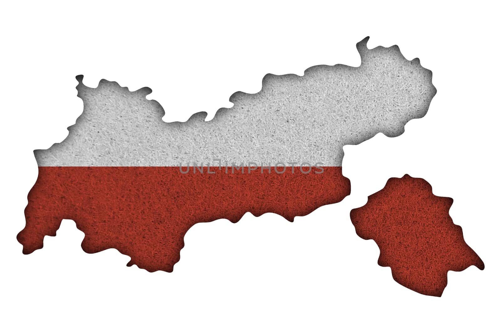 Map and flag of Tyrol on felt