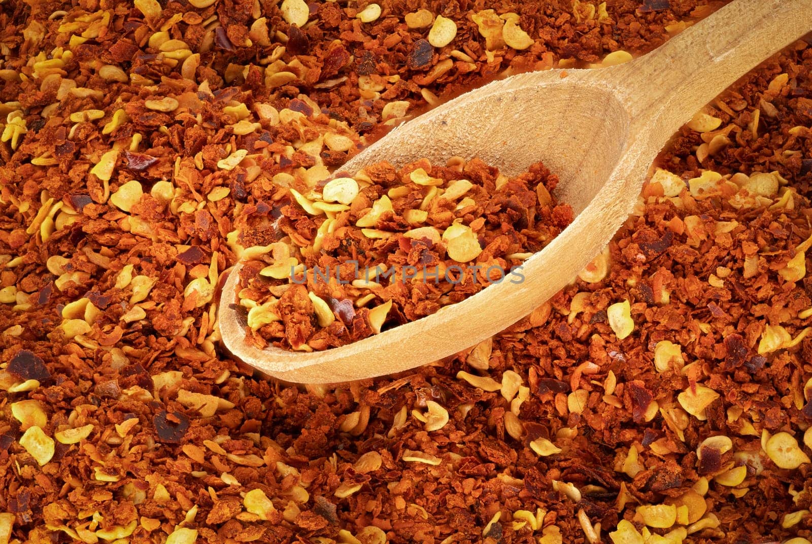 Red Pepper Flakes, close up of crushed chili pepper