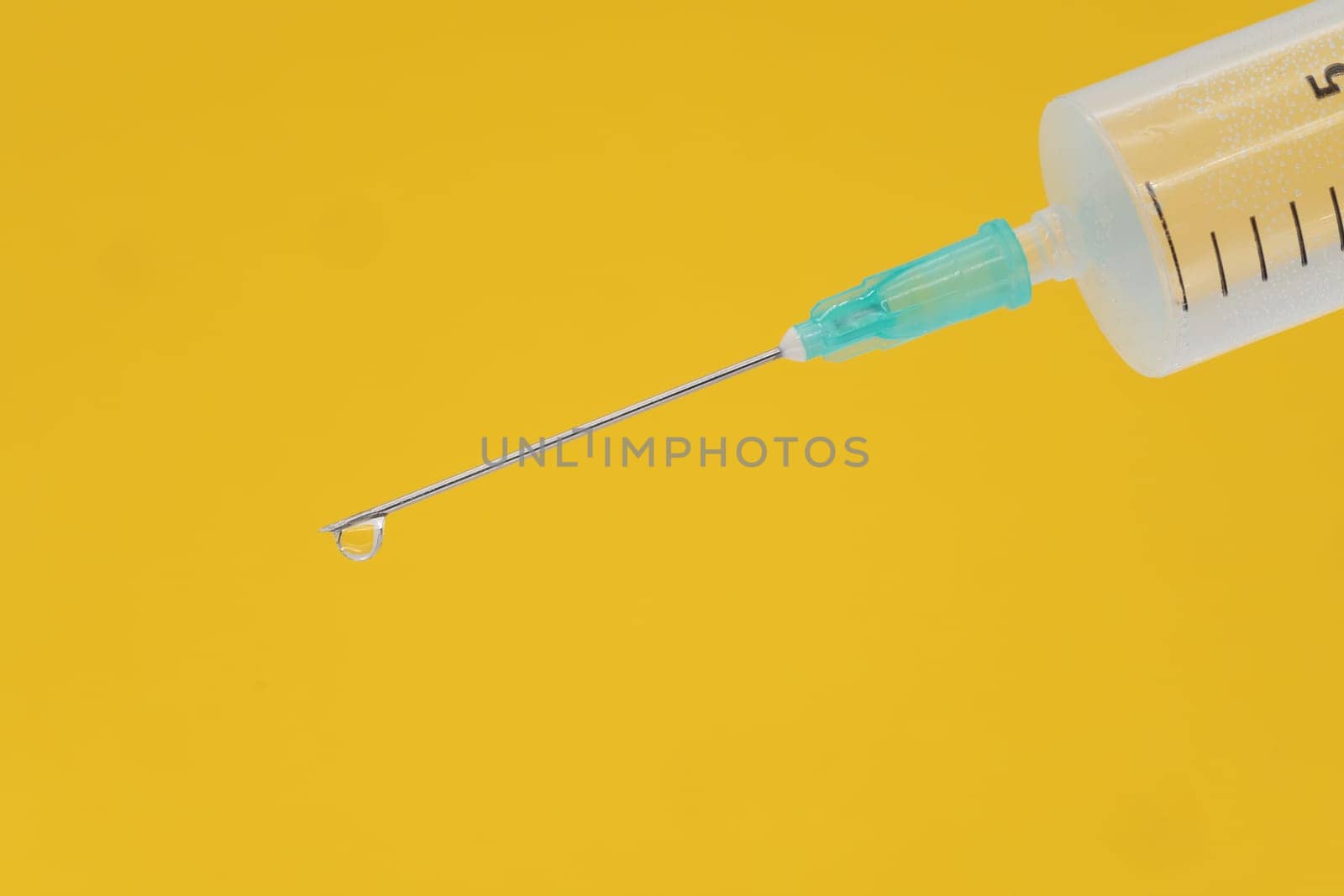 Vaccination, close up and studio shot of injection
