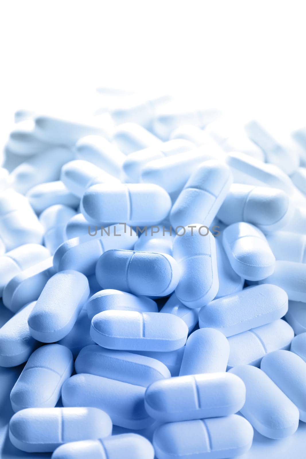 Closeup of tablets, copy space