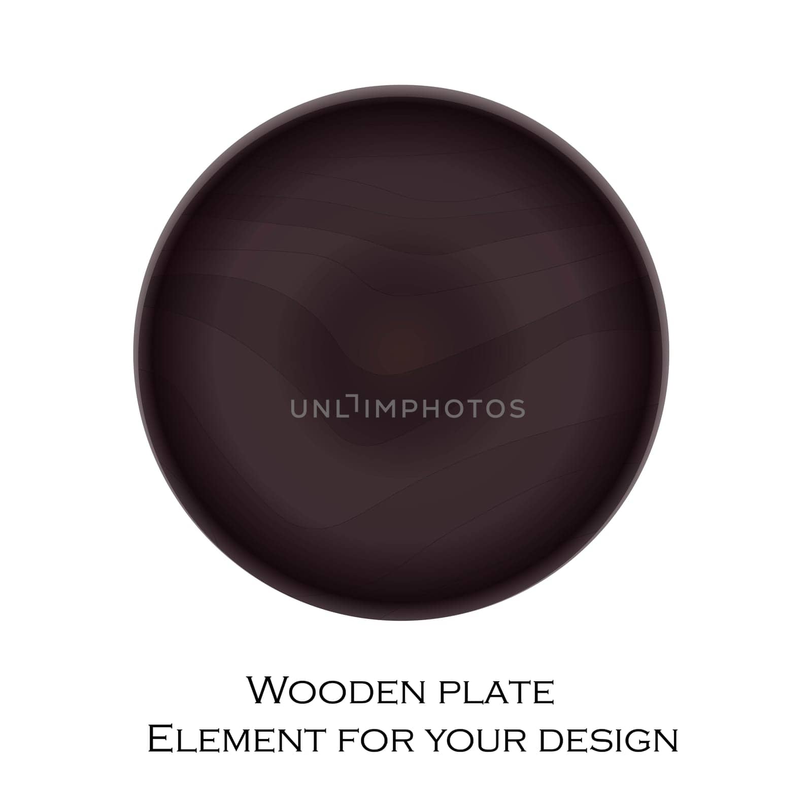 Wooden round plate on a white background.