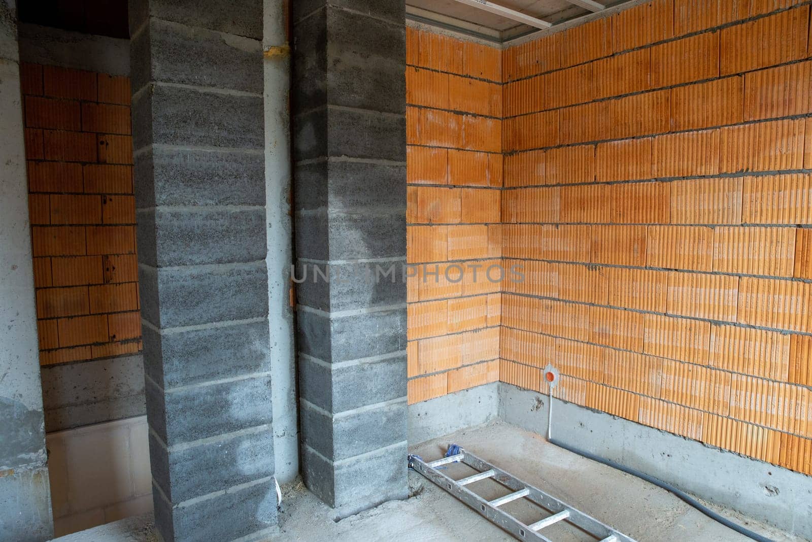 building a house, unfinished interior