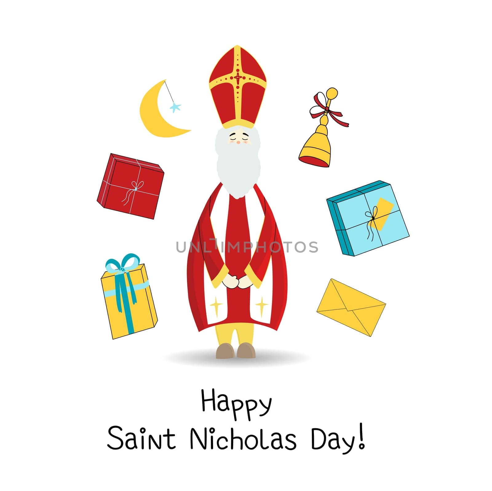 Vintage collection with st nicholas day stickers. Holiday greeting. Vector template collection. Vector design element. Celebration, design, vector. White background.