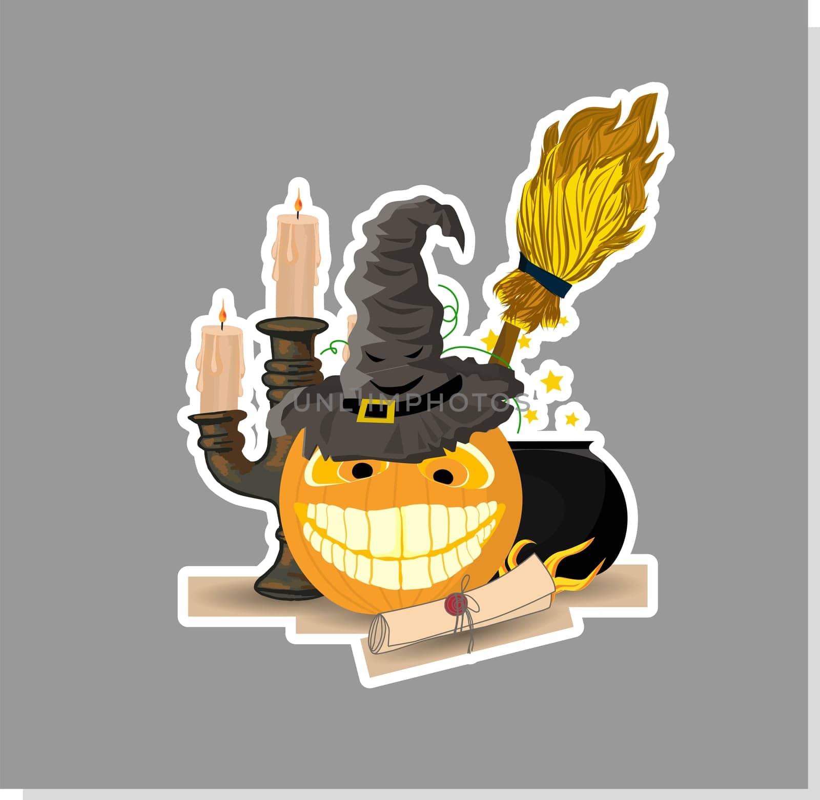 Cartoon halloween pumpkin hat for web design. Happy halloween vector illustration.