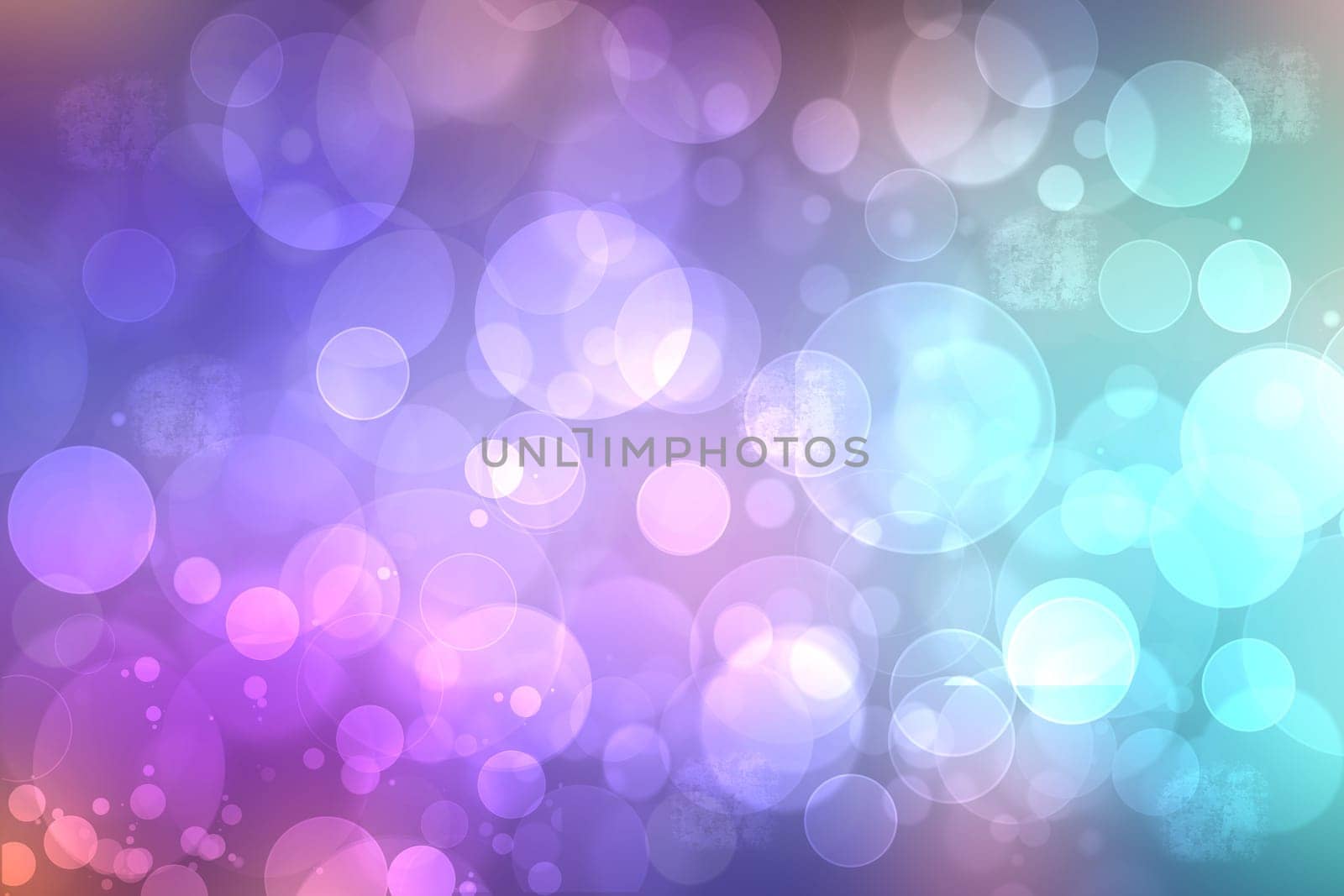 Abstract gradient pink turquoise blue shiny blurred background texture with circular bokeh lights. Beautiful backdrop. Space for design.