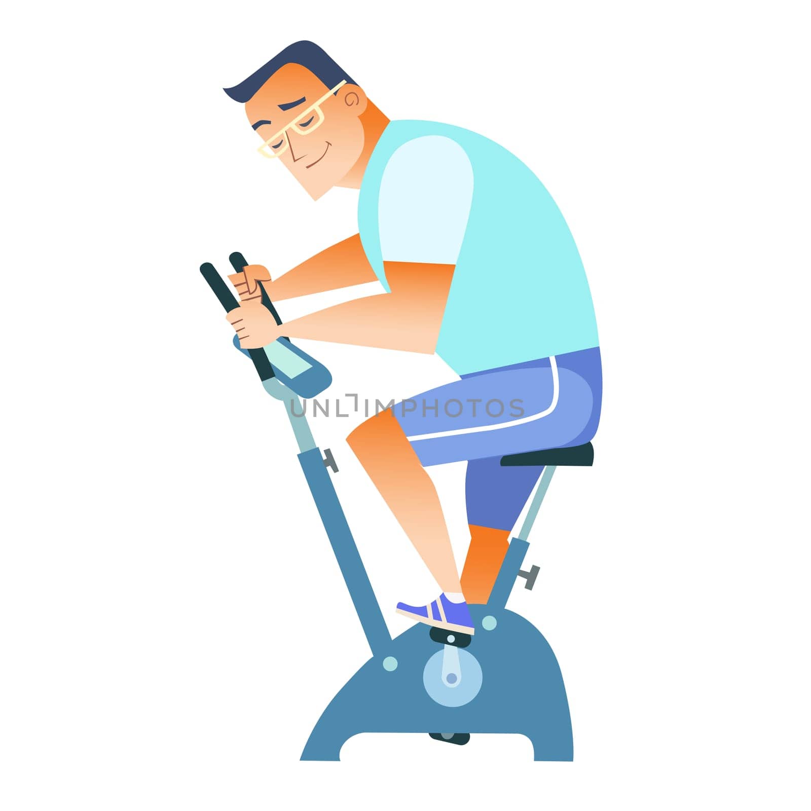 The man in sportswear engaged in Cycling weight