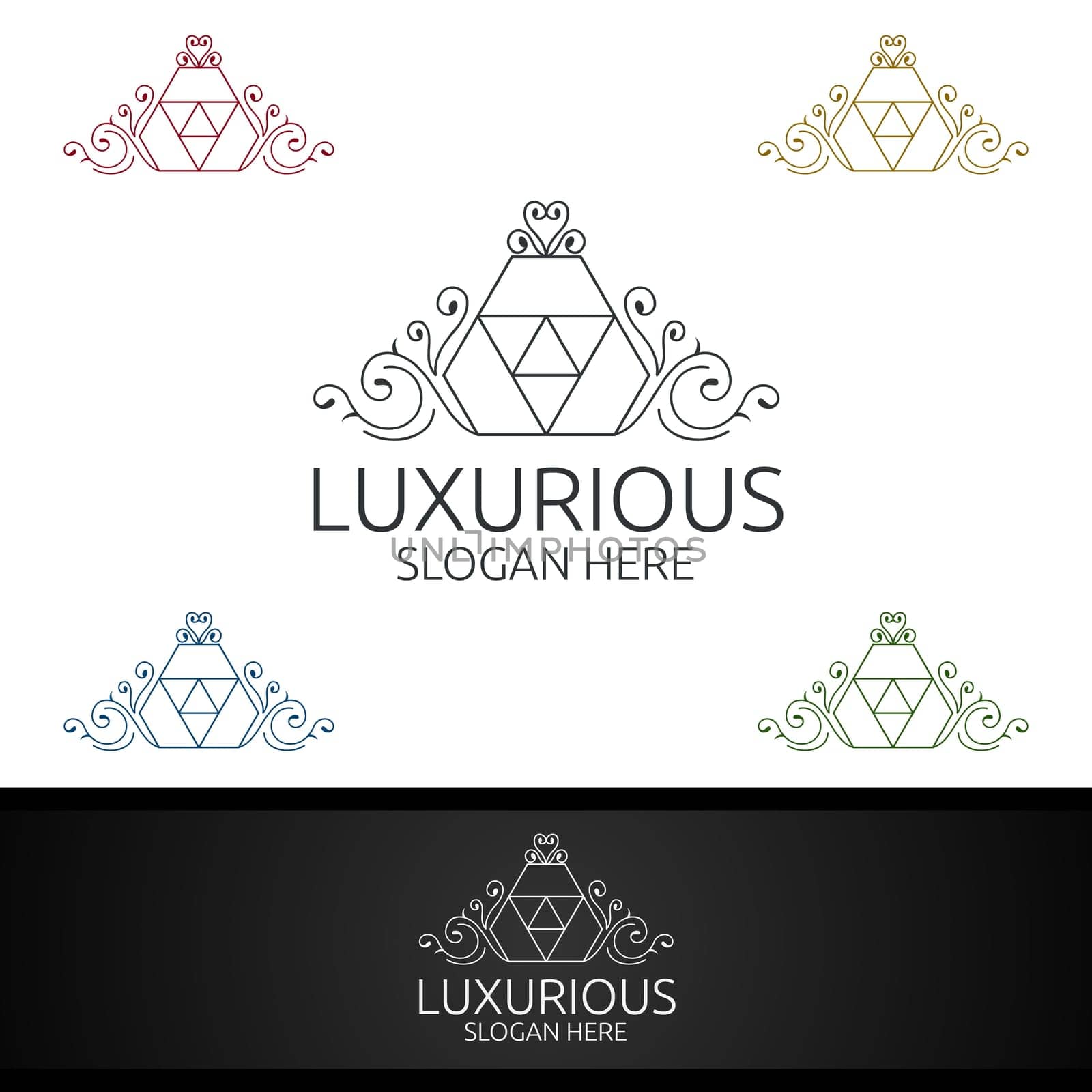 Crown Luxurious Royal Logo for Jewelry, Wedding, Hotel or Fashion Design