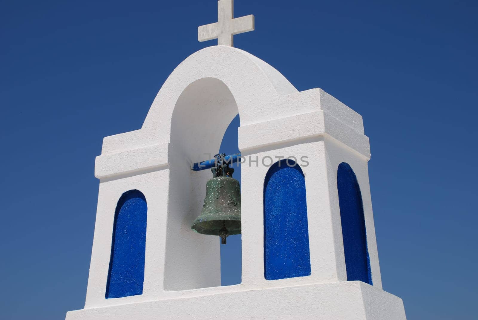 Bell tower on a Greek Orthodox Chappel on the Greek island of Santorini