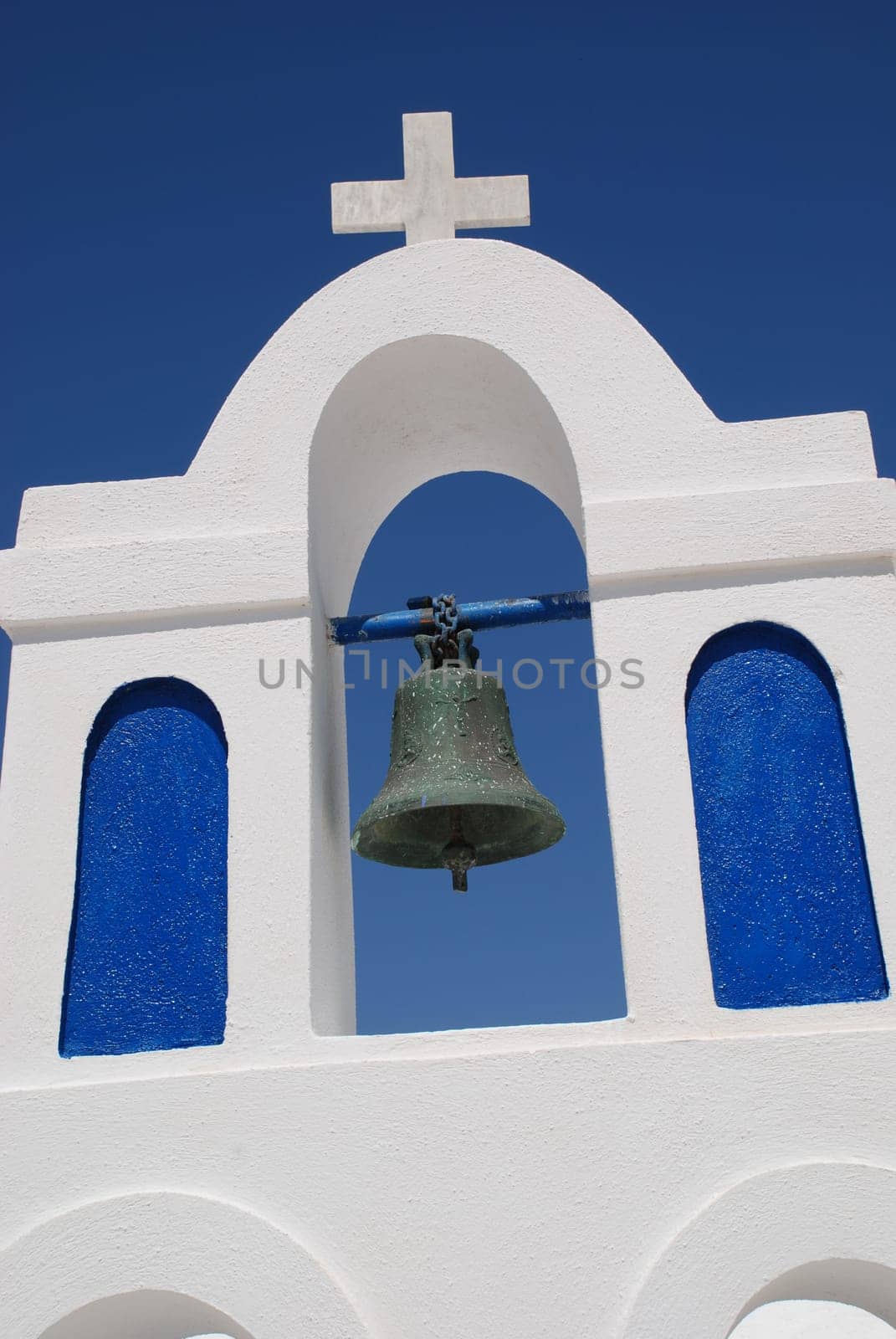 Bell tower on a Greek Orthodox Chappel on the Greek island of Santorini