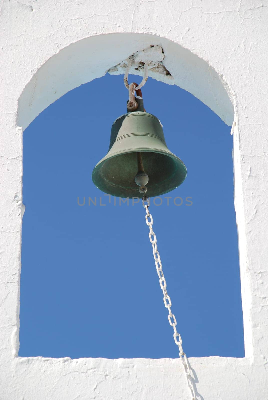 Bell tower on a Greek Orthodox Chappel on the Greek island of Santorini