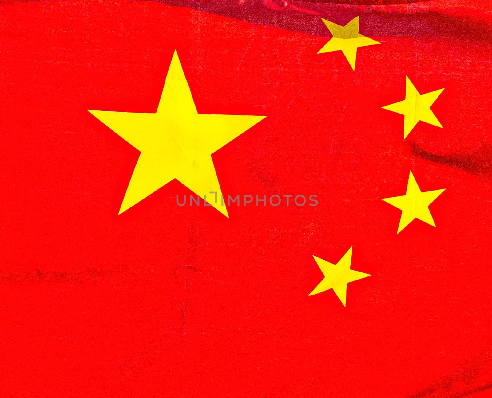 Chinese National Flag on white background. Selective focus