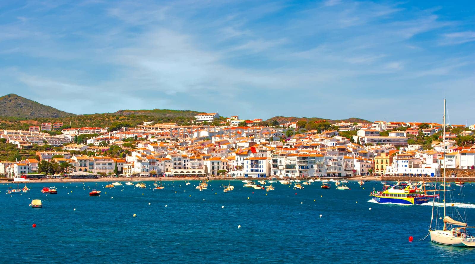 Spain. Catalonia. Cadaques on the Costa Brava. The famous tourist city of Spain. Nice view of the sea. City landscape.