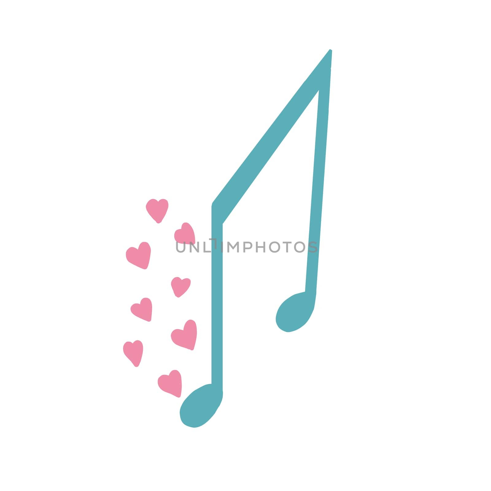 Pink notes in modern style. Line style vector. Celebration banner. Isolated object. Beautiful color. Vector art.notes. love song. romantic ringtone.