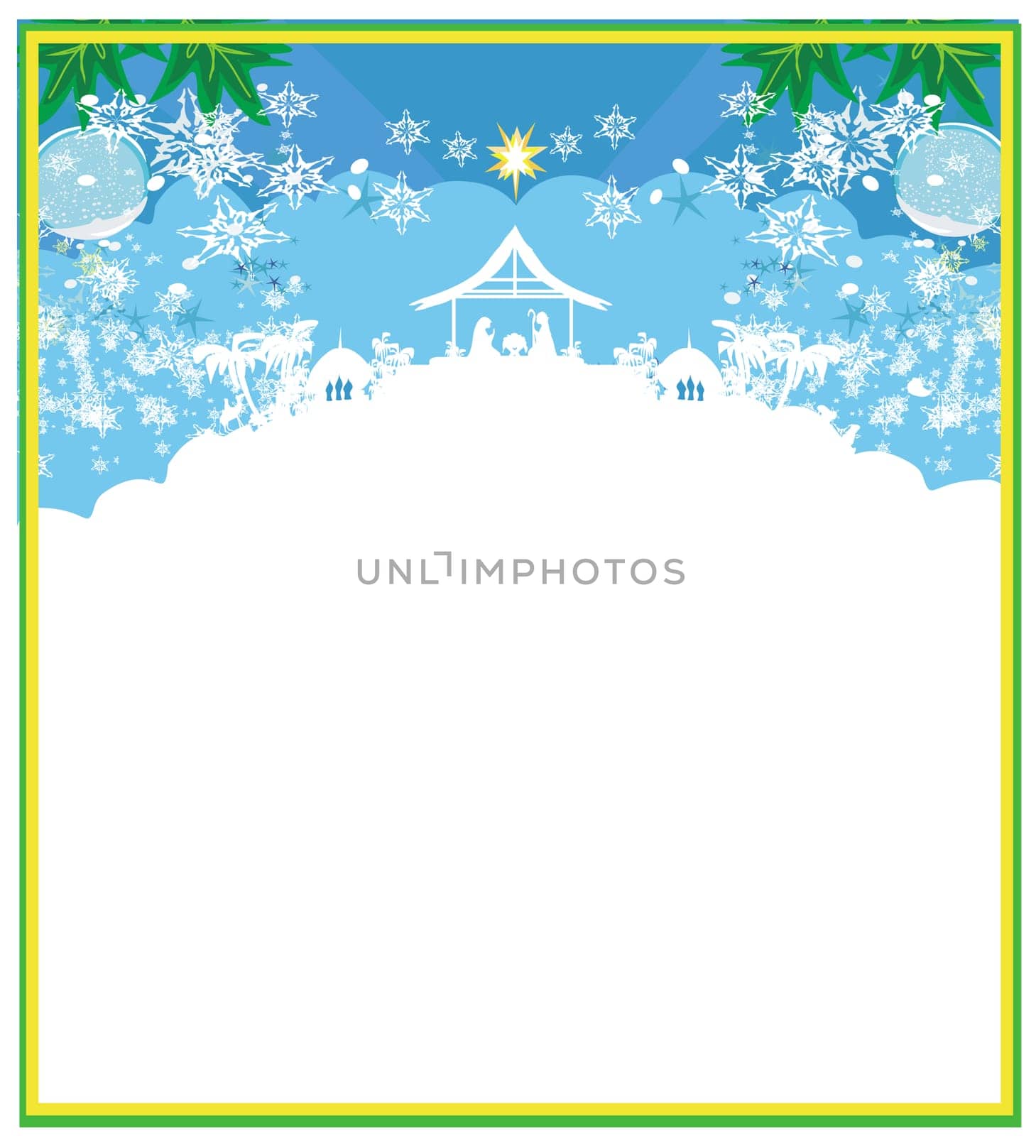 Birth of Jesus in Bethlehem - decorative Christmas card