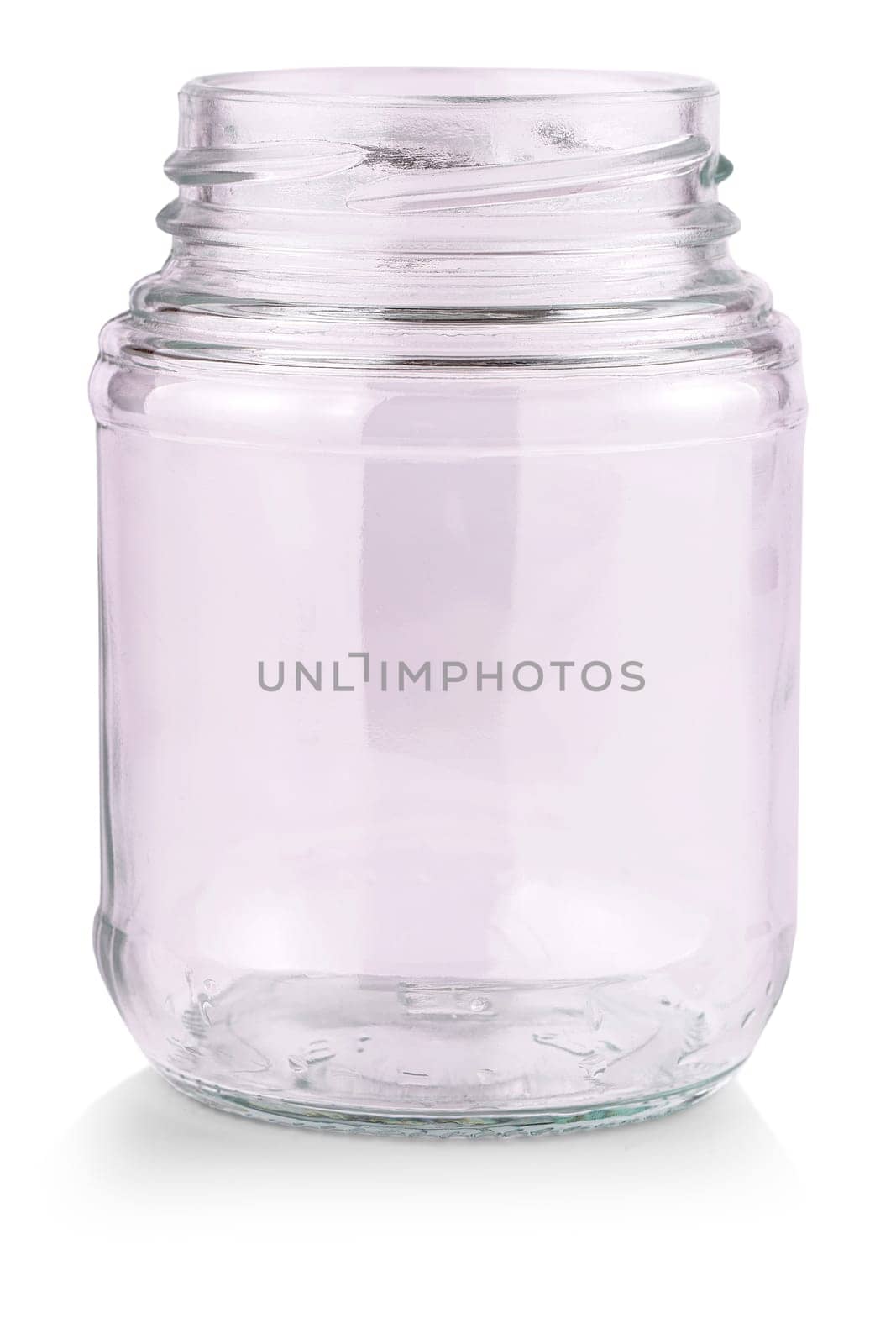 The Empty glass jar isolated on a white background