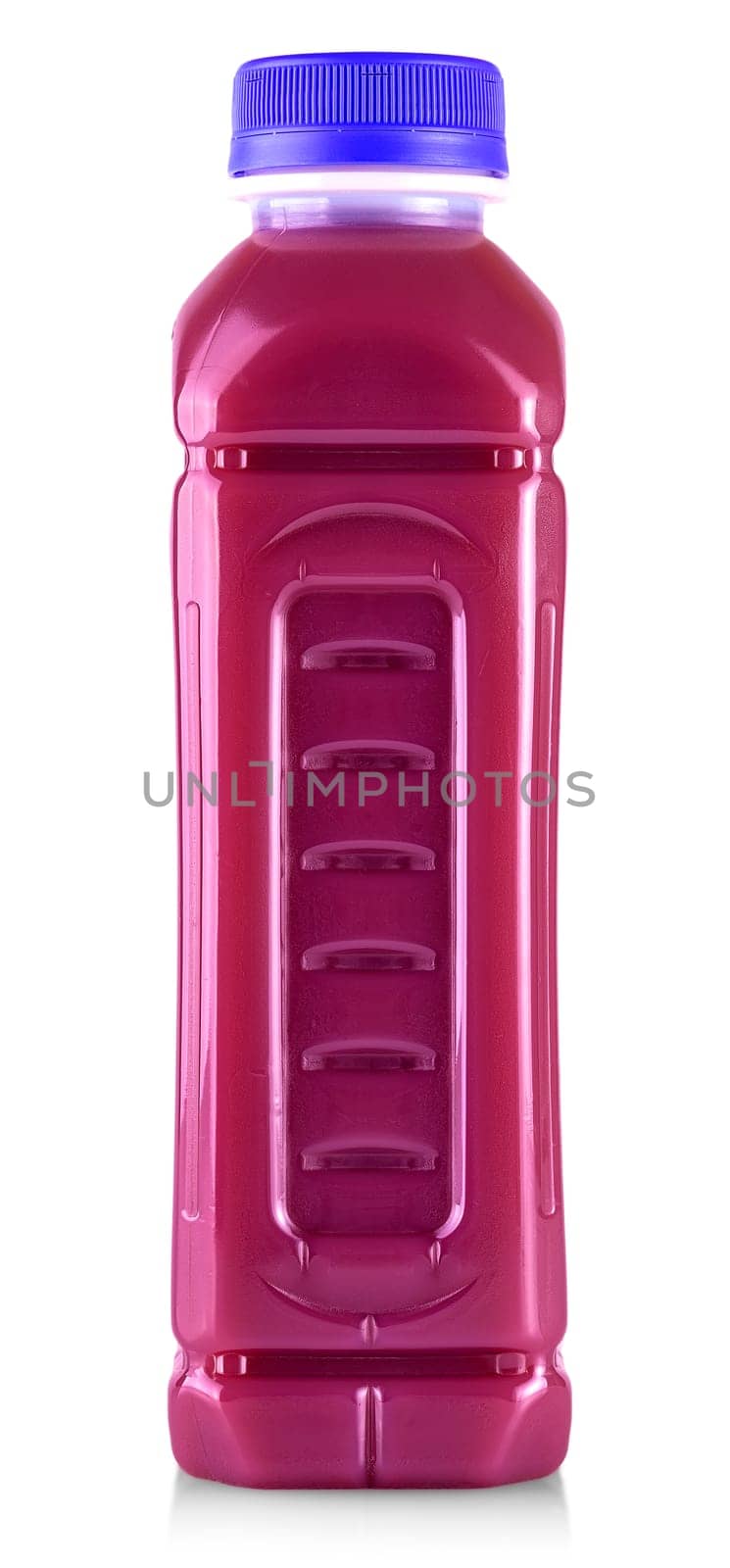 Bottle with delicious smoothie on white background