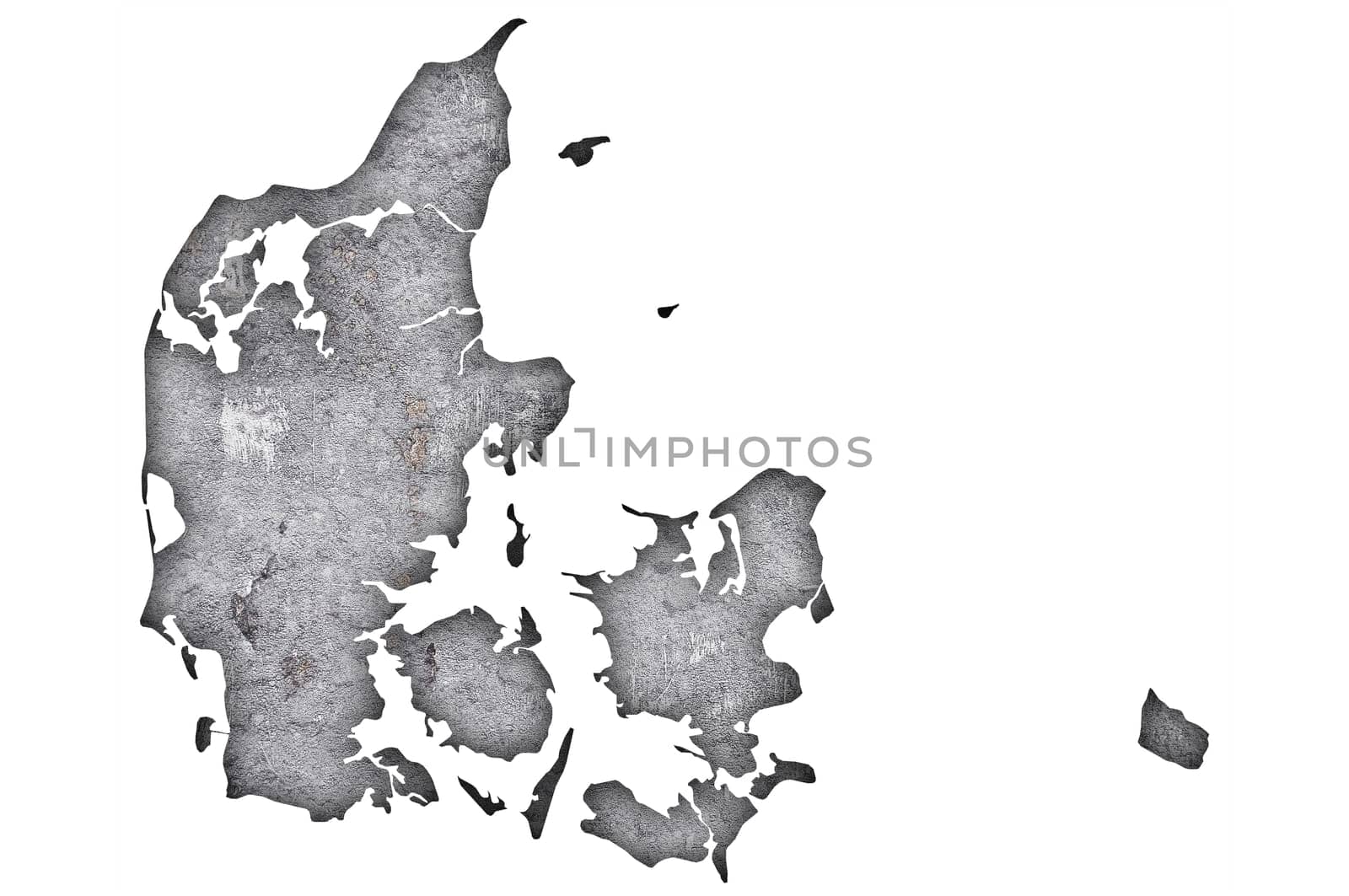 Map of Denmark on weathered concrete