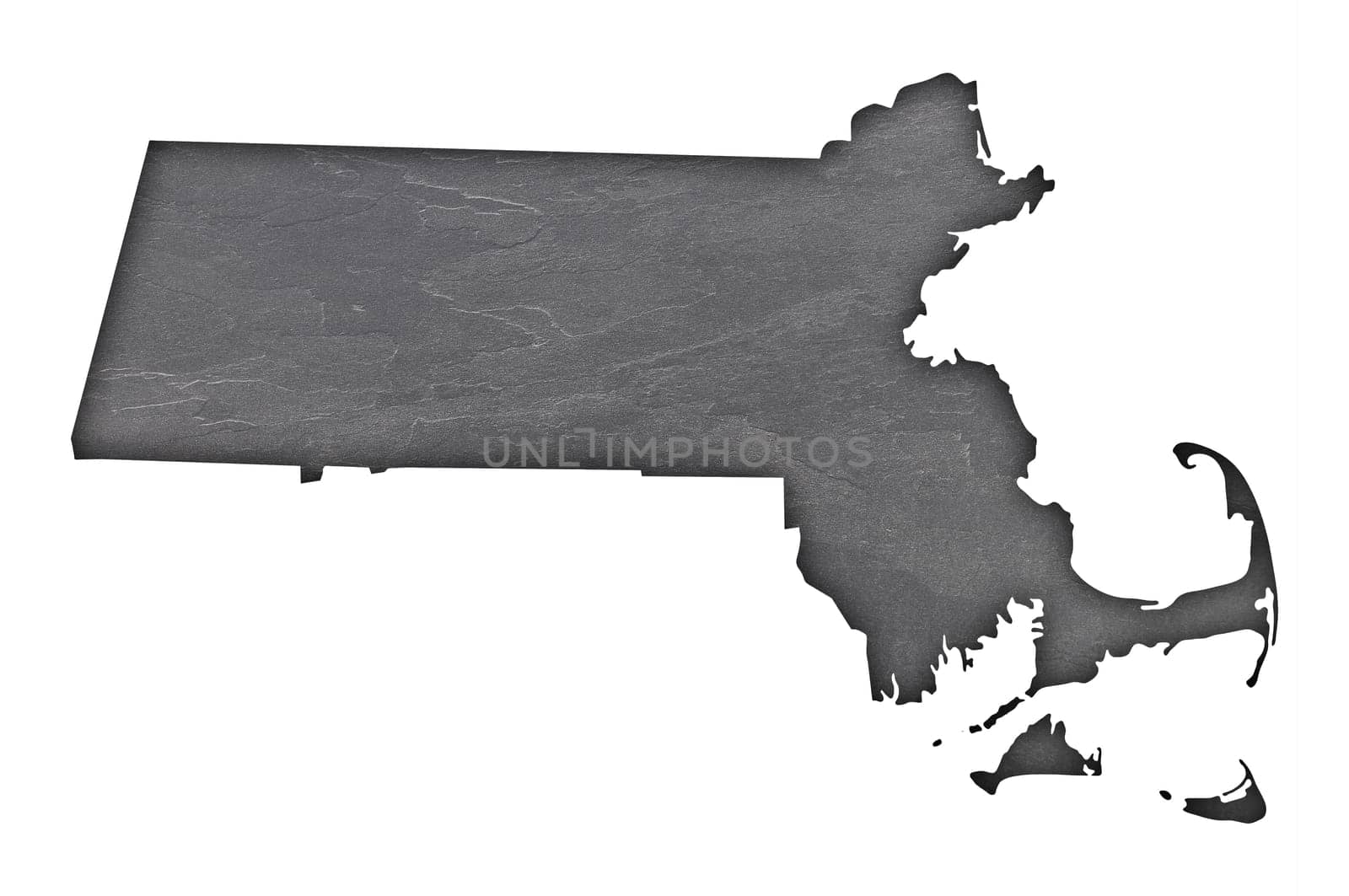 Map of Massachusetts on dark slate