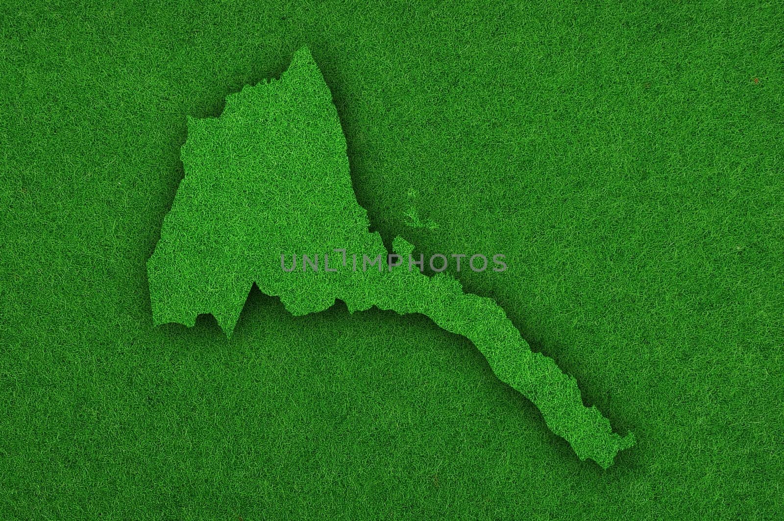 Map of Eritrea on green felt