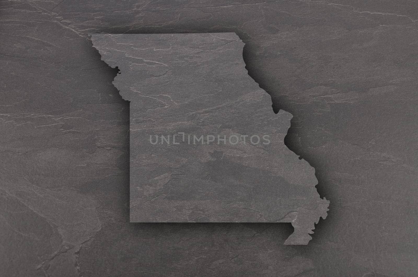 Map of Missouri on dark slate