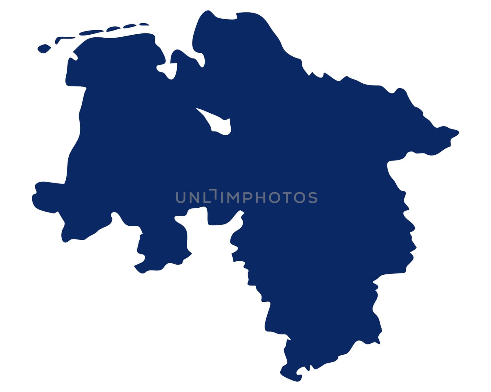 Karte von Niedersachsen in blauer Farbe