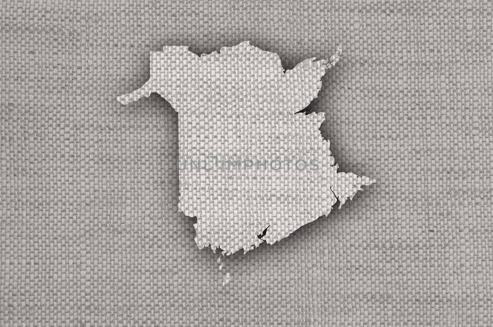 Map of New Brunswick on old linen