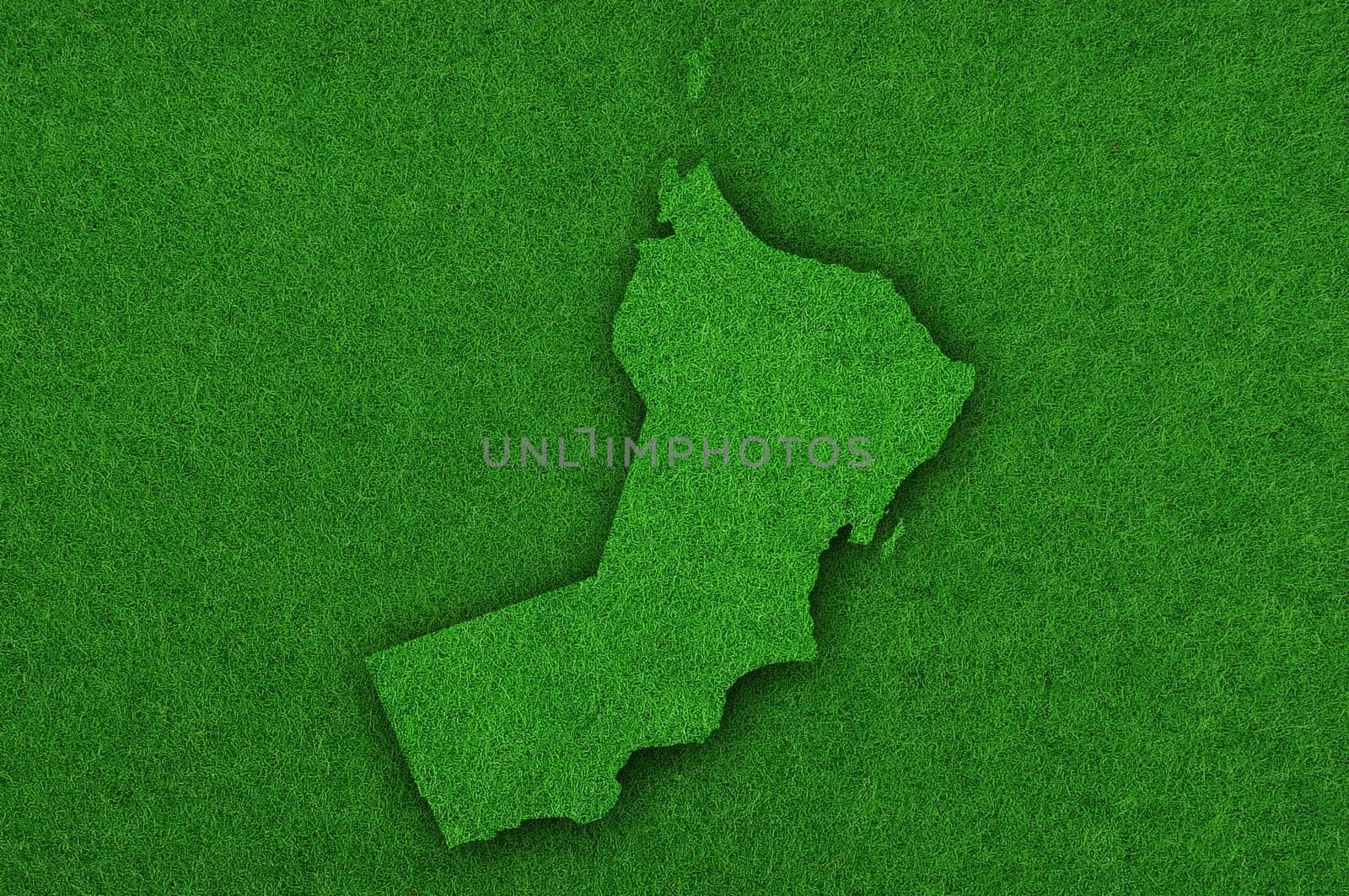 Map of Oman on green felt