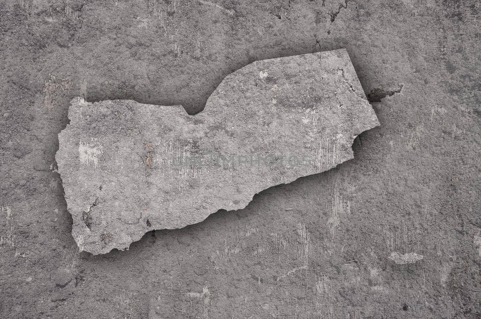 Map of Yemen on weathered concrete