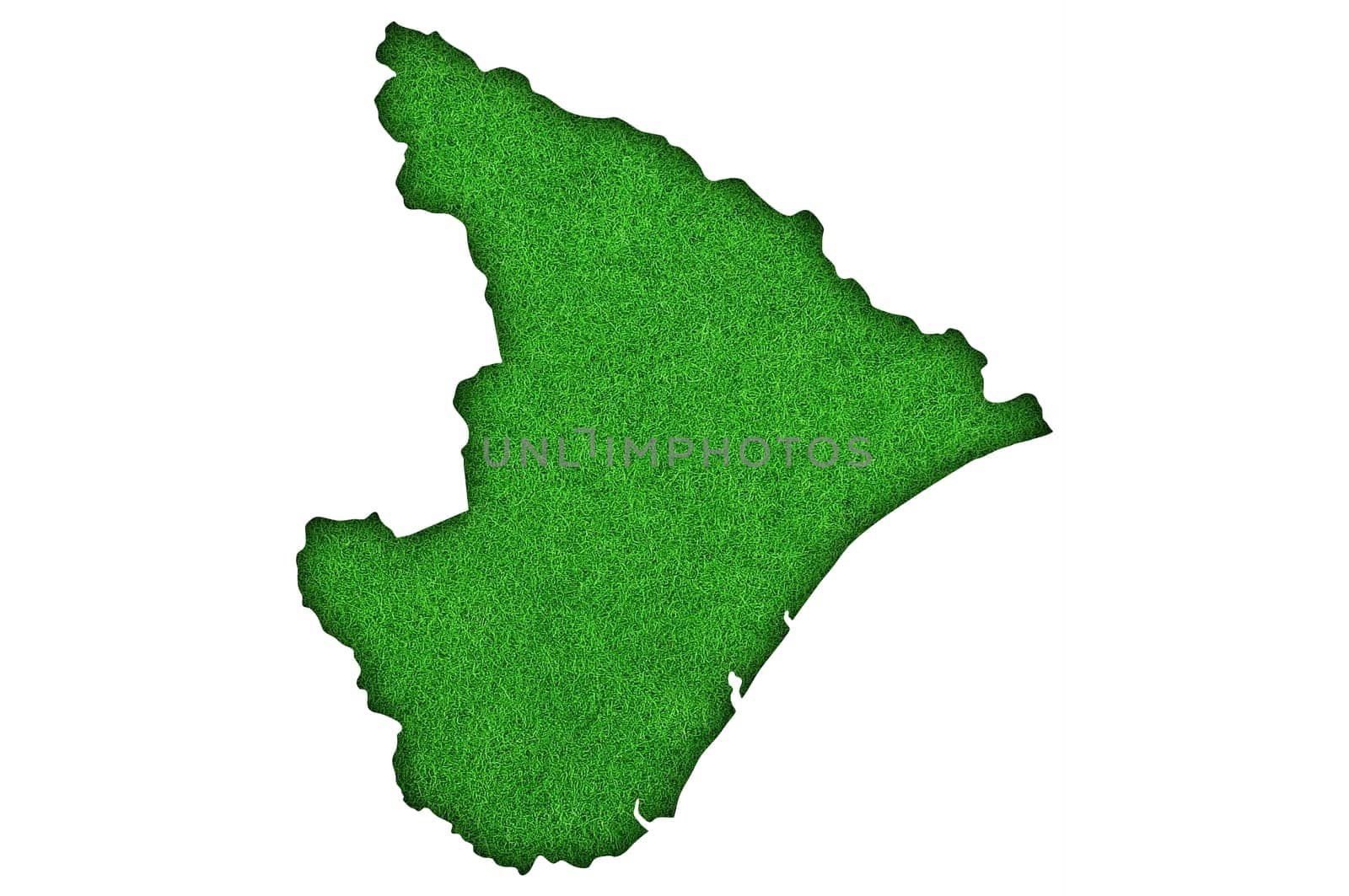 Map of Sergipe on green felt