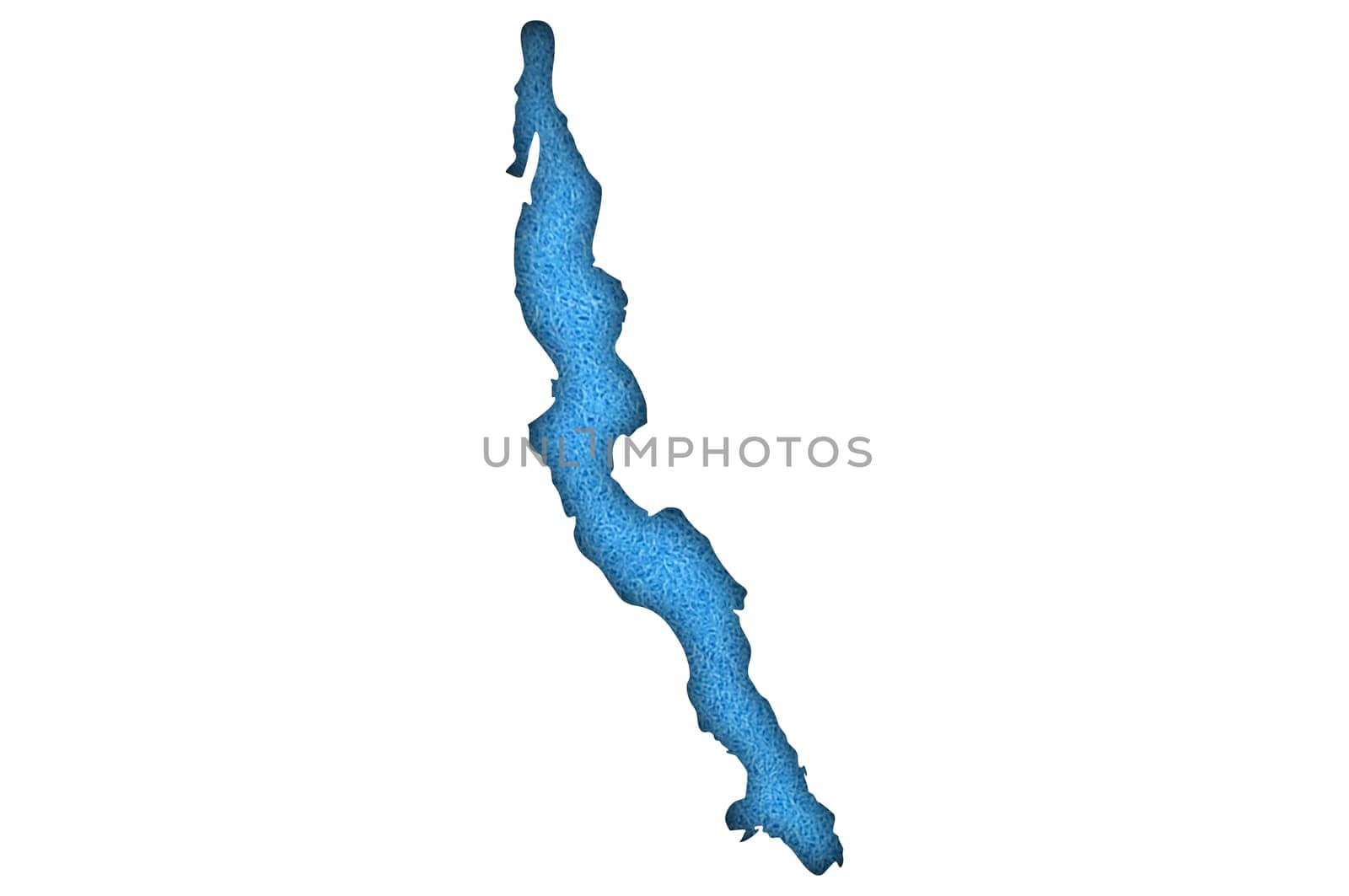 Map Lake Tanganyika on blue felt