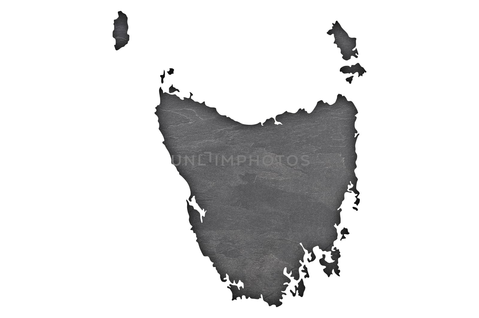 Map of Tasmania on dark slate