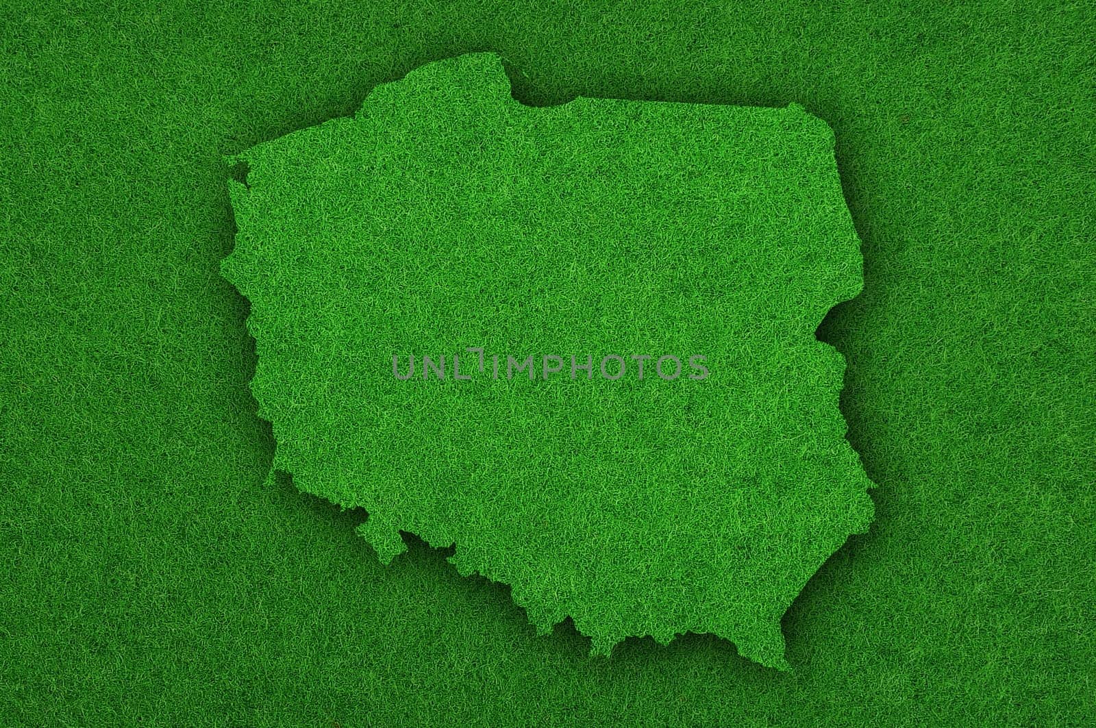 Map of Poland on green felt